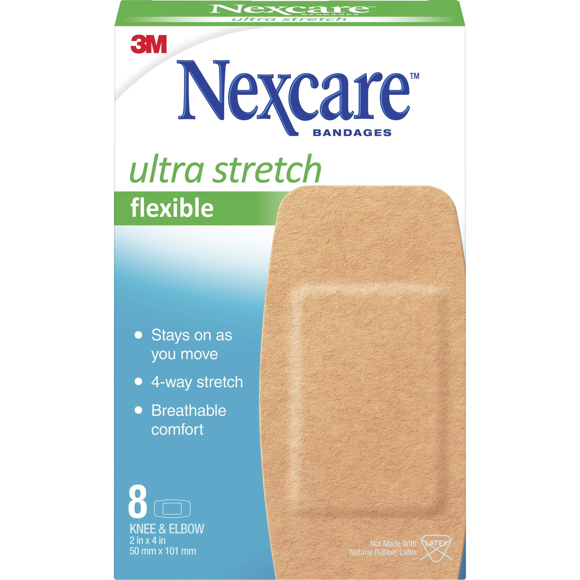 Nexcare Soft 'n Flex Bandages, 2"W - 1.88" x 4" - 8/Box - Tan
