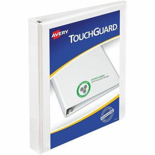 TouchGuard Protection Heavy-Duty View Binders with Slant Rings, 3 Rings, 1" Capacity, 11 x 8.5, White