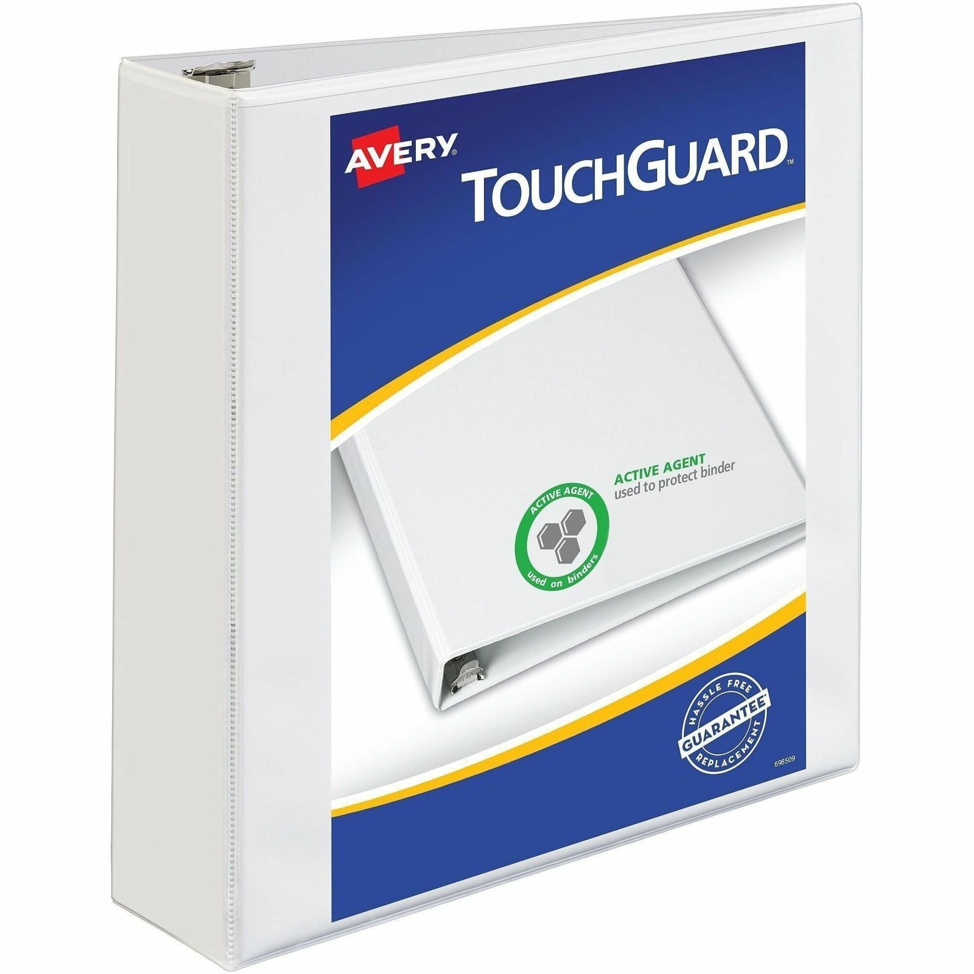 TouchGuard Protection Heavy-Duty View Binders with Slant Rings, 3 Rings, 2" Capacity, 11 x 8.5, White