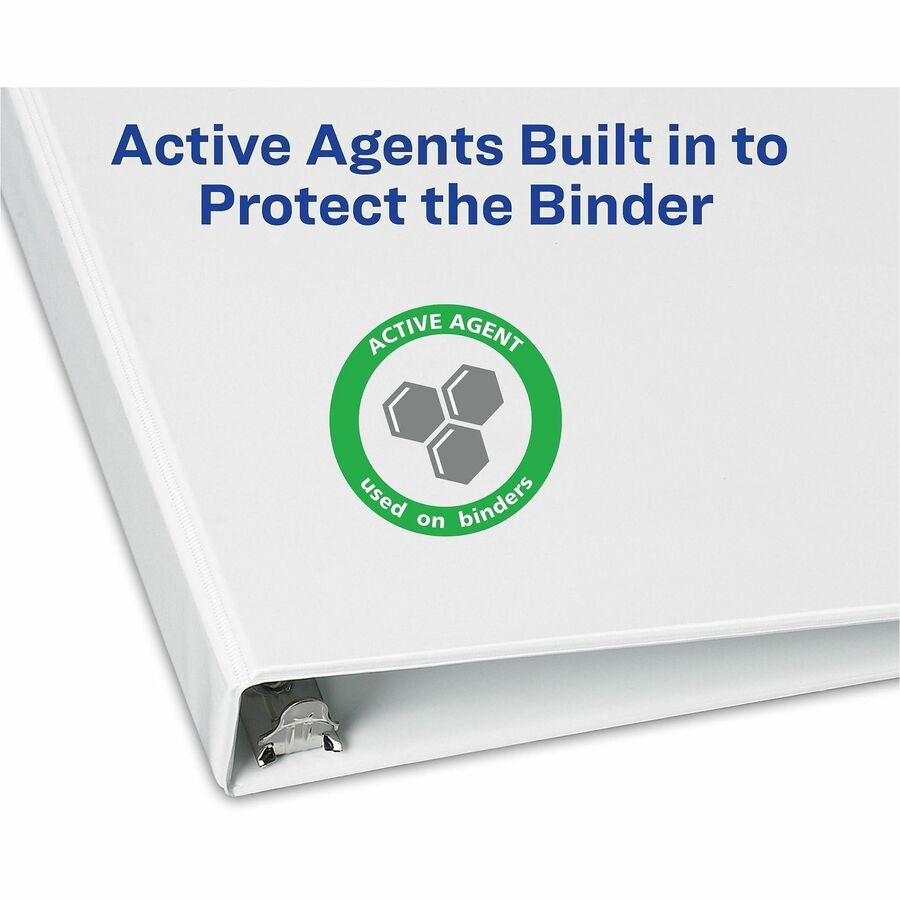 TouchGuard Protection Heavy-Duty View Binders with Slant Rings, 3 Rings, 3" Capacity, 11 x 8.5, White