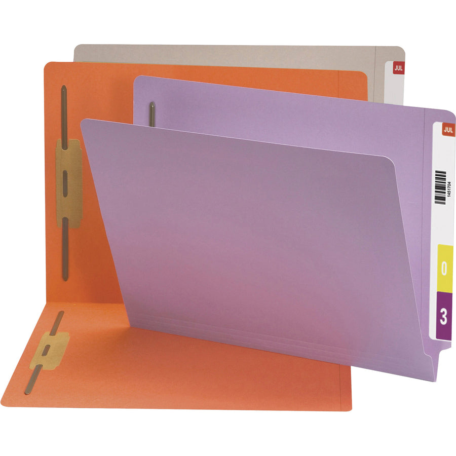 Smead Straight Tab Cut Letter Recycled Fastener Folder - 8 1/2" x 11" - 2 x 2B Fastener(s) - 2" Fastener Capacity - Lavender - 10% Recycled - 50 / Box - 