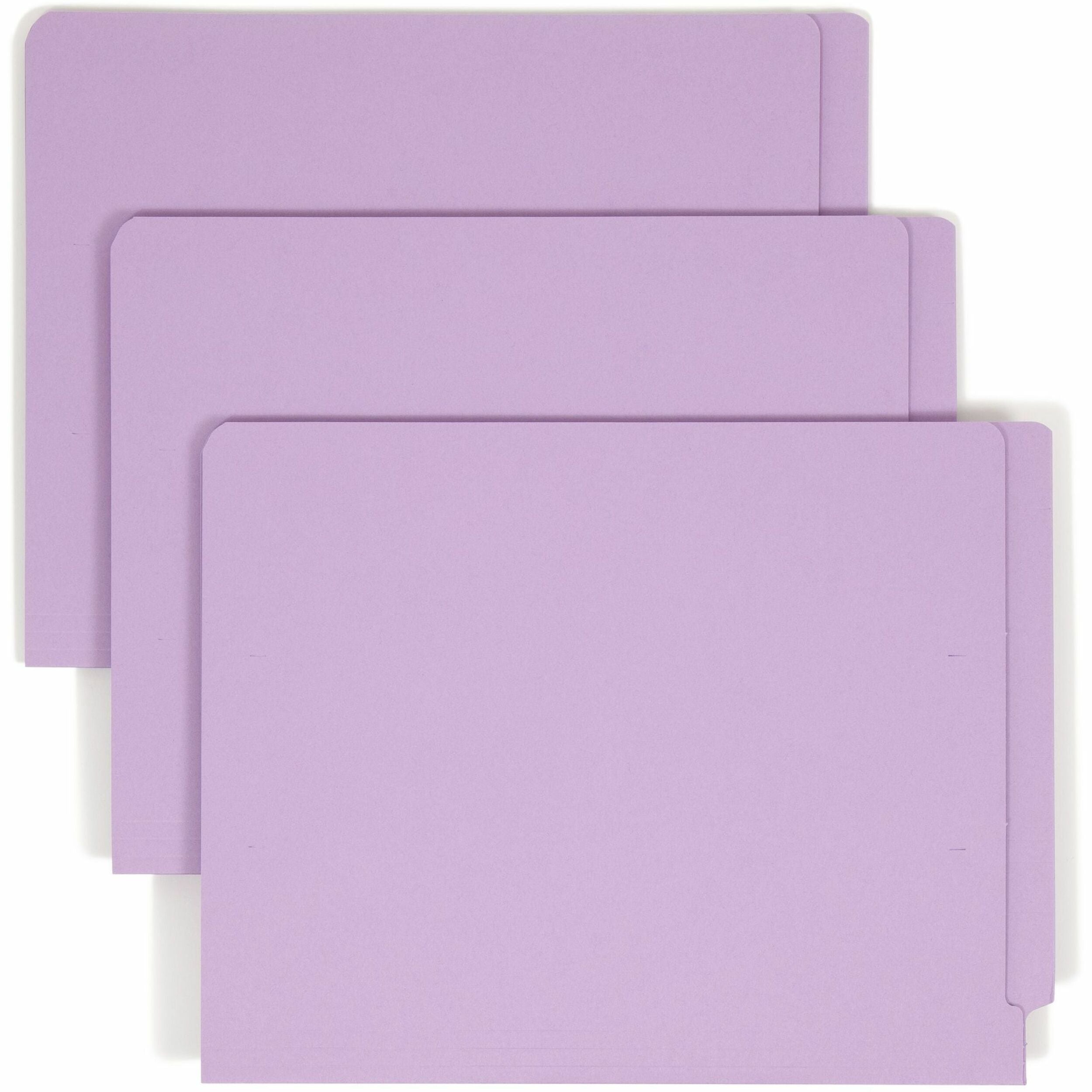 Smead Straight Tab Cut Letter Recycled Fastener Folder - 8 1/2" x 11" - 2 x 2B Fastener(s) - 2" Fastener Capacity - Lavender - 10% Recycled - 50 / Box