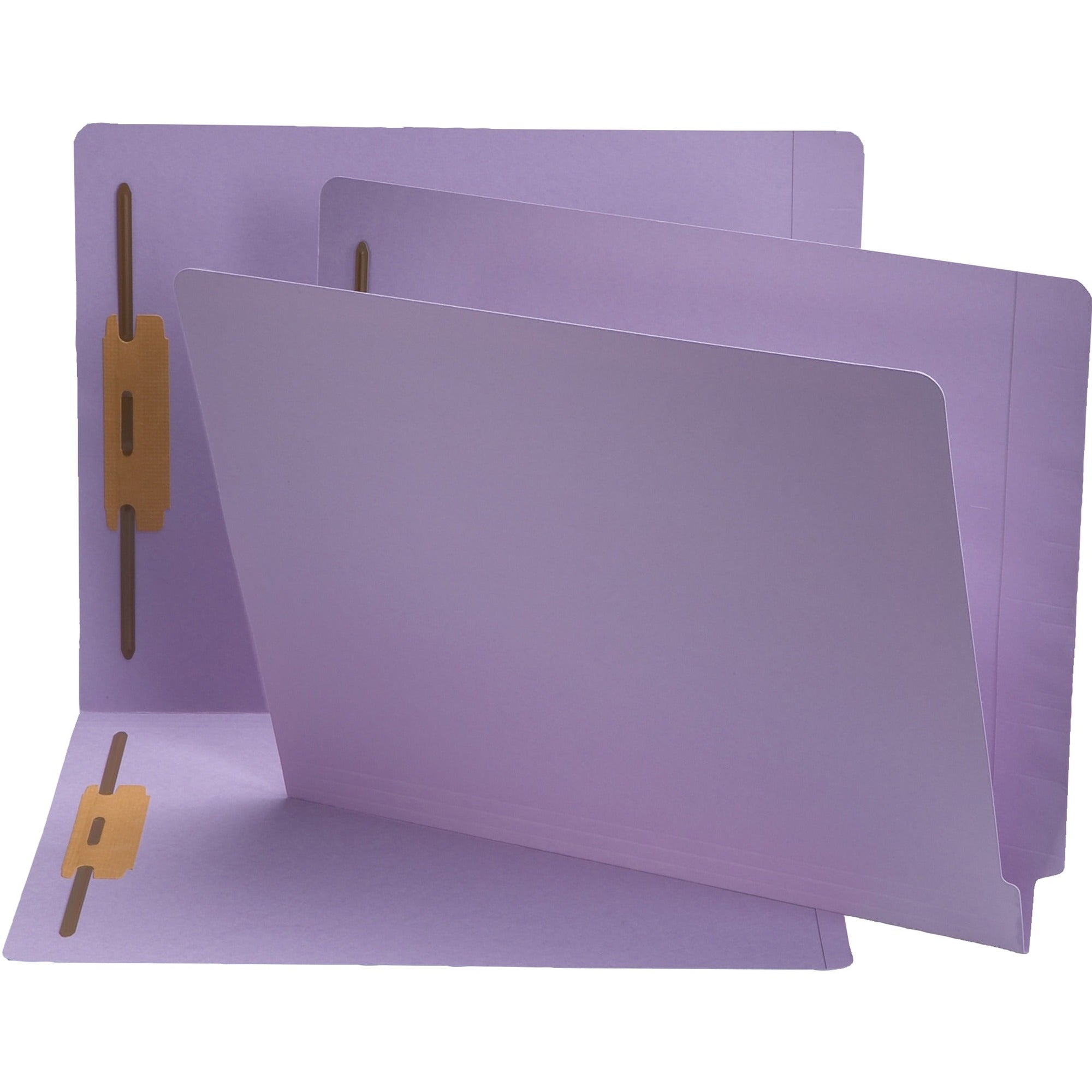 Smead Straight Tab Cut Letter Recycled Fastener Folder - 8 1/2" x 11" - 2 x 2B Fastener(s) - 2" Fastener Capacity - Lavender - 10% Recycled - 50 / Box - 