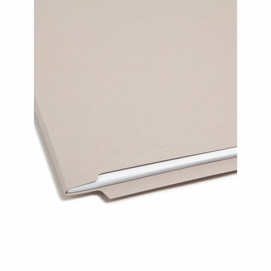 Smead Straight Tab Cut Letter Recycled Fastener Folder - 8 1/2" x 11" - 3/4" Expansion - 2 x 2B Fastener(s) - 2" Fastener Capacity for Folder - Gray - 10% Recycled - 50 / Box