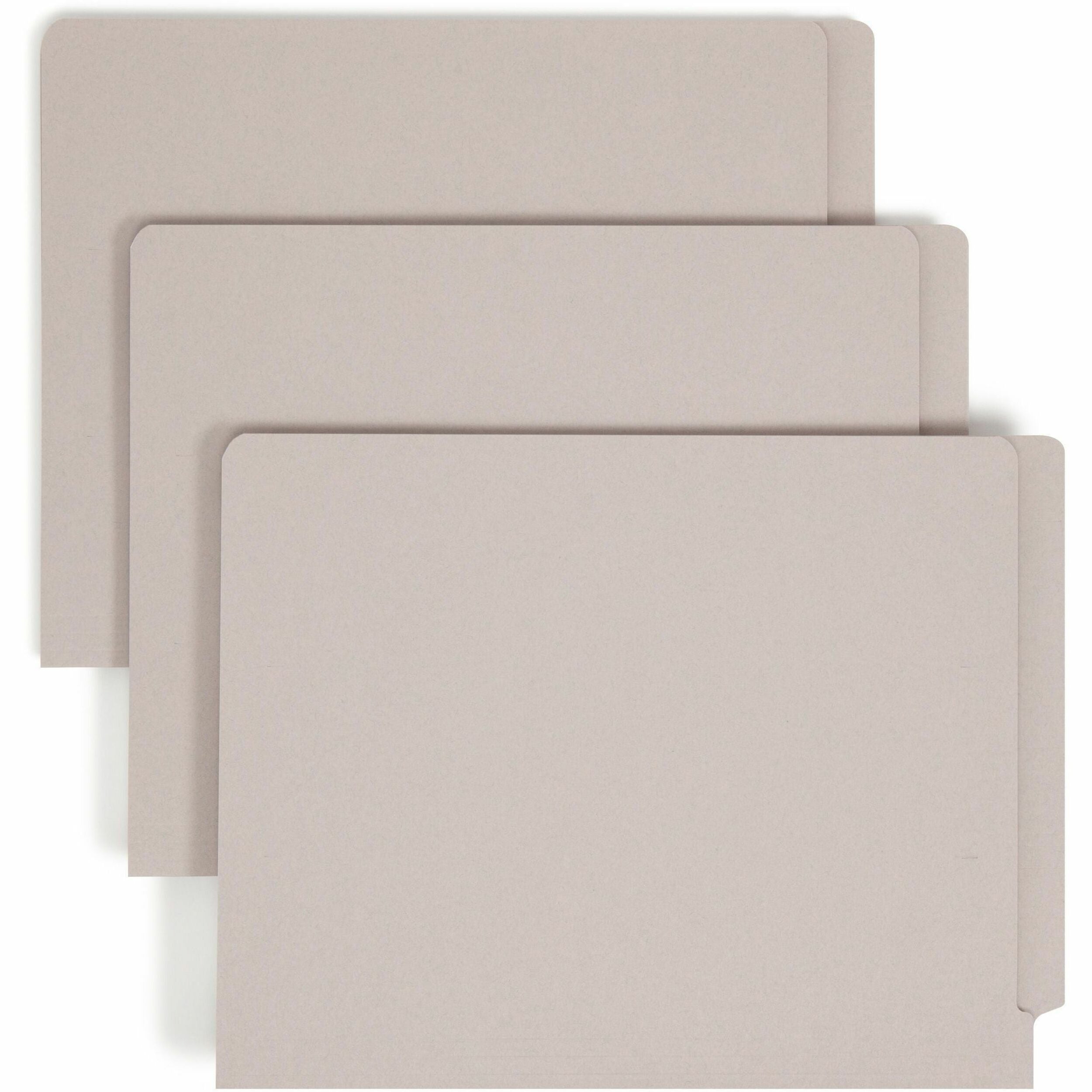 Smead Straight Tab Cut Letter Recycled Fastener Folder - 8 1/2" x 11" - 3/4" Expansion - 2 x 2B Fastener(s) - 2" Fastener Capacity for Folder - Gray - 10% Recycled - 50 / Box