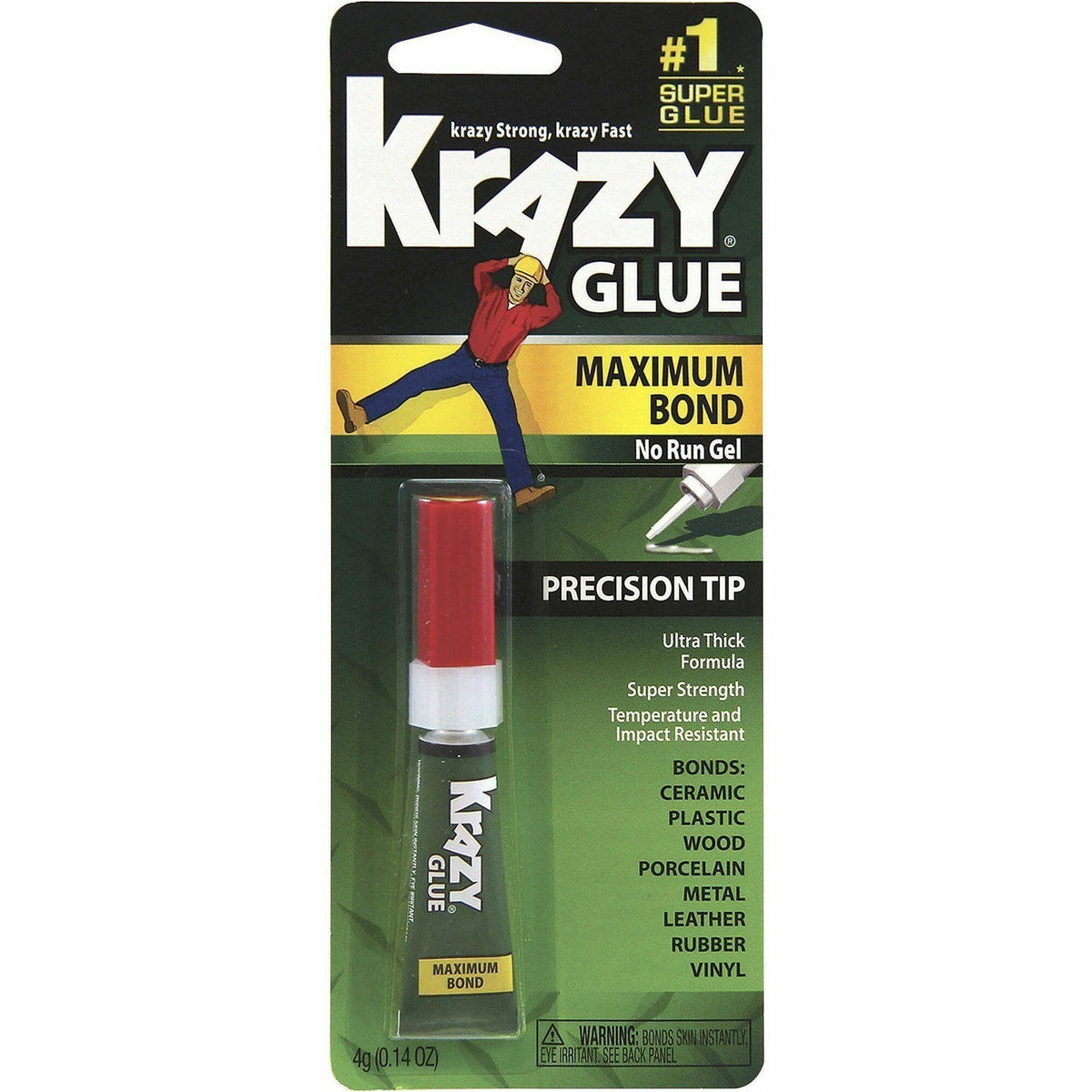 Maximum Bond Krazy Glue, Precision Tip, 0.14 oz, Dries Clear