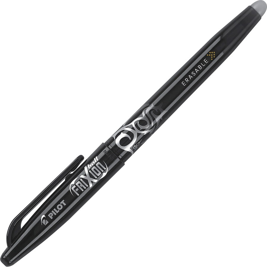 FriXion Ball Erasable Gel Pen, Stick, Fine 0.7 mm, Black Ink, Black/White Barrel