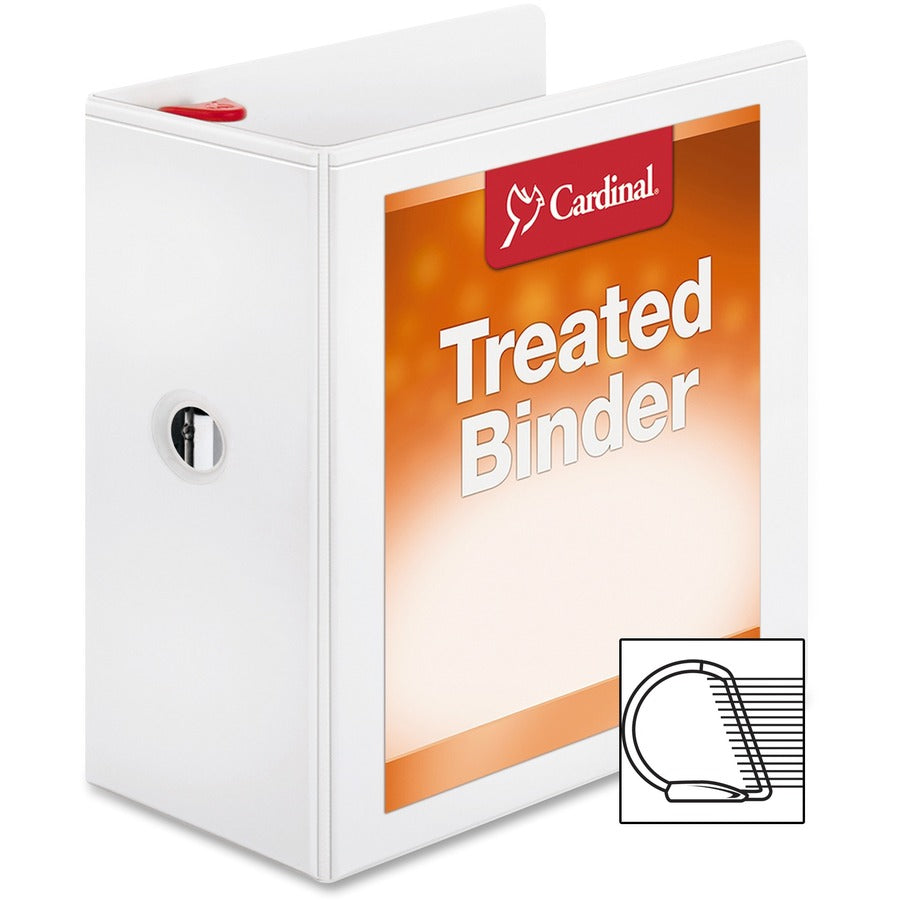 Treated ClearVue Locking Slant-D Ring Binder, 3 Rings, 5" Capacity, 11 x 8.5, White