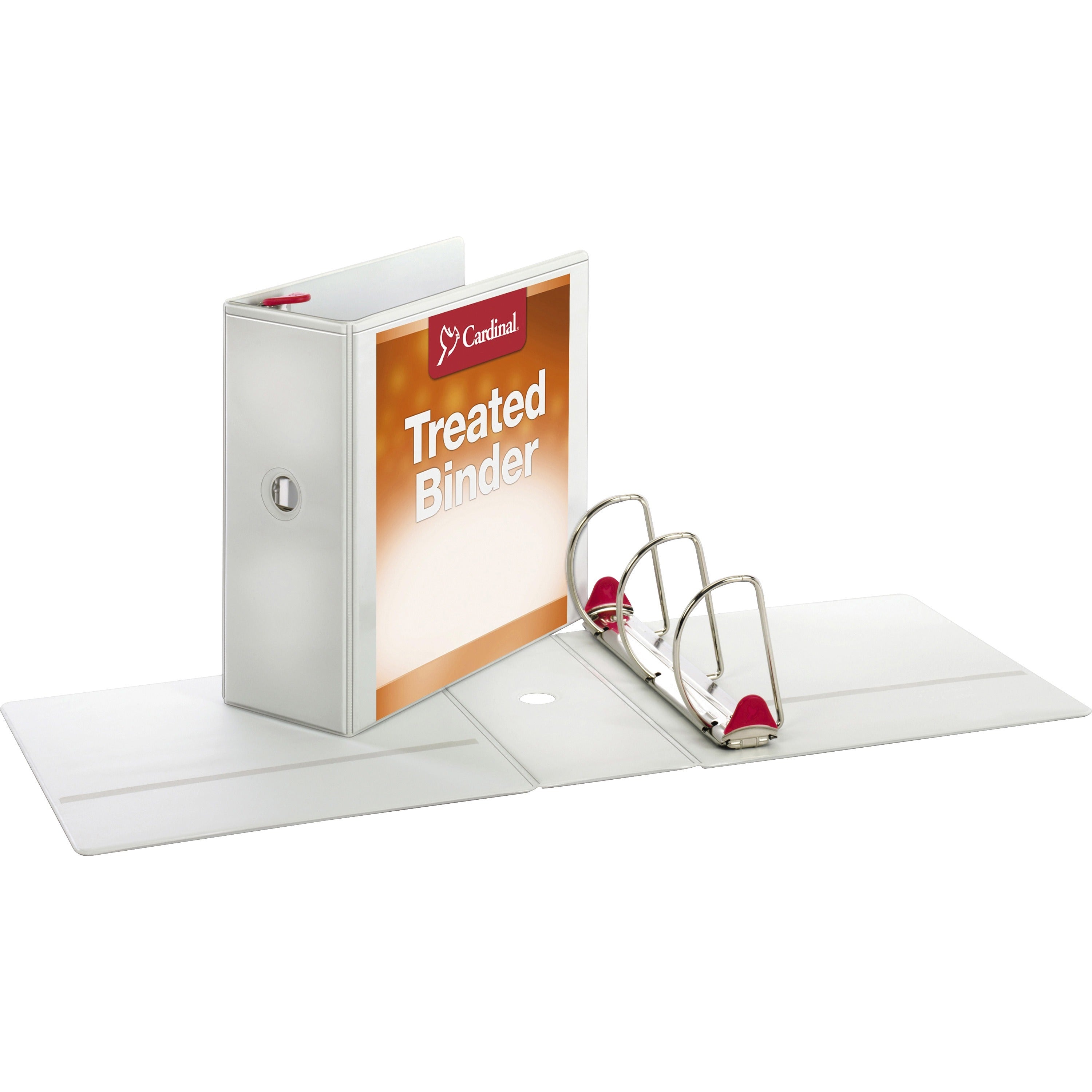 Treated ClearVue Locking Slant-D Ring Binder, 3 Rings, 5" Capacity, 11 x 8.5, White