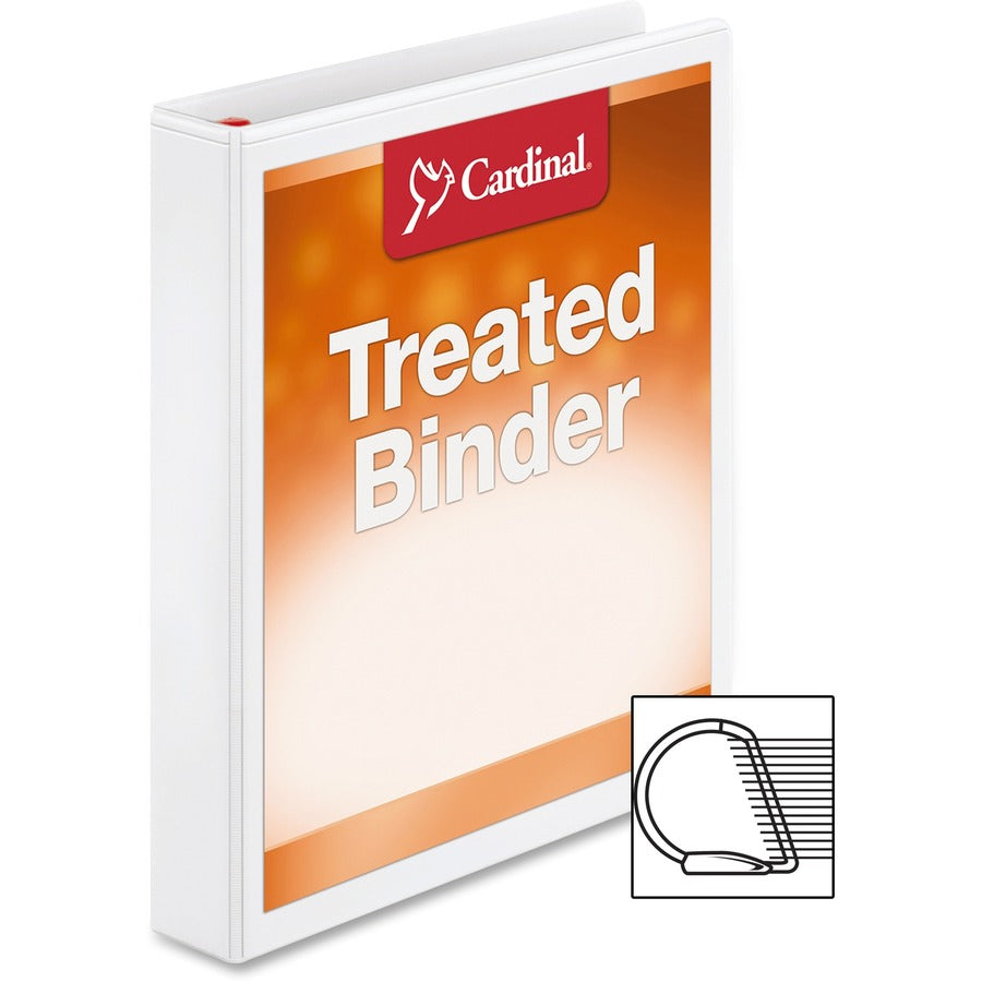Treated ClearVue Locking Slant-D Ring Binder, 3 Rings, 1" Capacity, 11 x 8.5, White