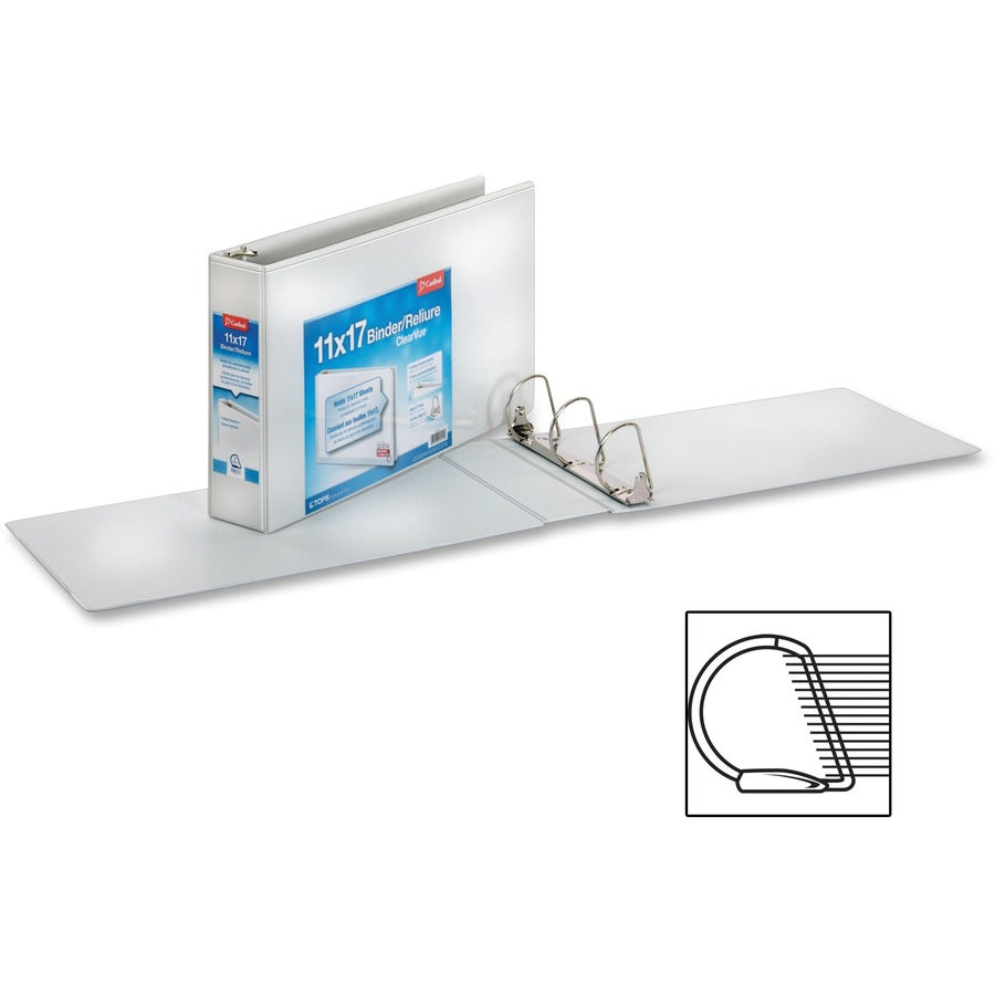 ClearVue Slant-D Ring Binder, 3 Rings, 3" Capacity, 11 x 17, White