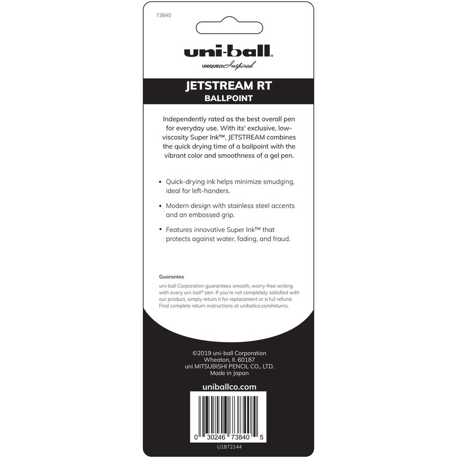 uni Jetstream RT Ballpoint Pen - Medium Pen Point - 1 mm Pen Point Size - Retractable - Black, Blue, Red Pigment-based Ink - Blue Stainless Steel Barrel - 3 / Pack