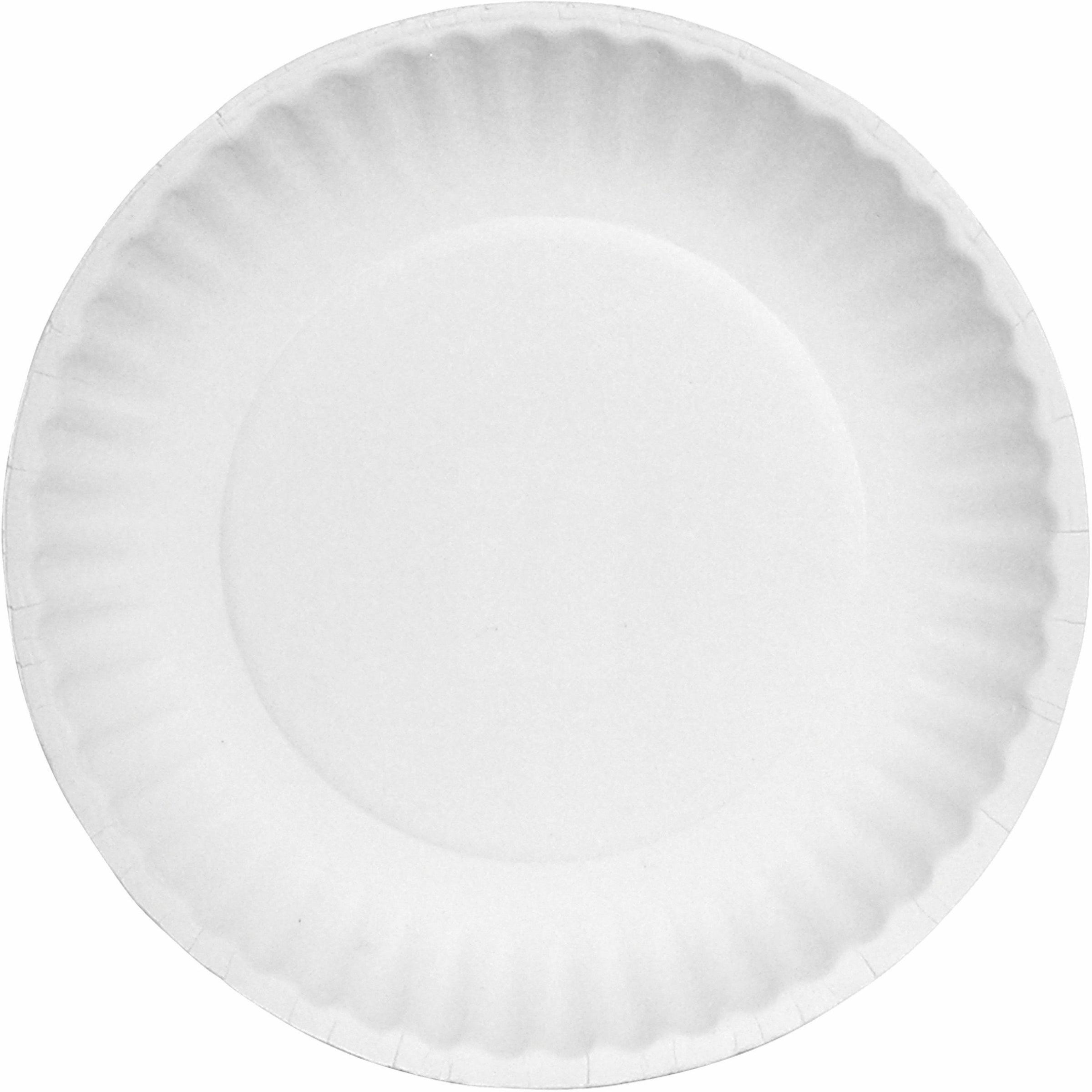 ajm-6-green-label-economy-paper-plates-100-bag-microwave-safe-white-paper-body-10-carton_ajmpp6gre - 2