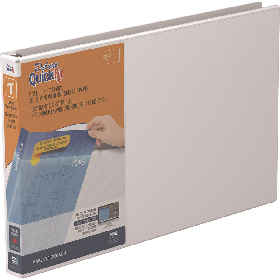 Quickfit Ledger D-Ring View Binder, 3 Rings, 1" Capacity, 11 X 17, White - 4