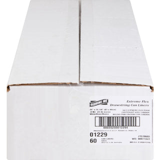 Genuine Joe Flexible Drawstring Trash Can Liners - Small Size - 13 gal Capacity - 24" Width x 25.13" Length - 0.90 mil (23 Micron) Thickness - Low Density - Drawstring Closure - White - Resin - 60/Carton