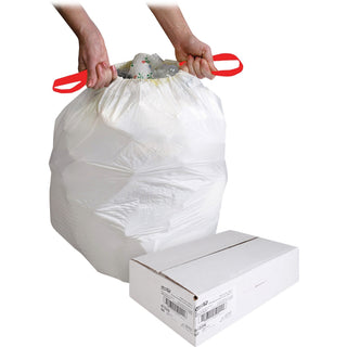 Genuine Joe Flexible Drawstring Trash Can Liners - Small Size - 13 gal Capacity - 24" Width x 25.13" Length - 0.90 mil (23 Micron) Thickness - Low Density - Drawstring Closure - White - Resin - 60/Carton
