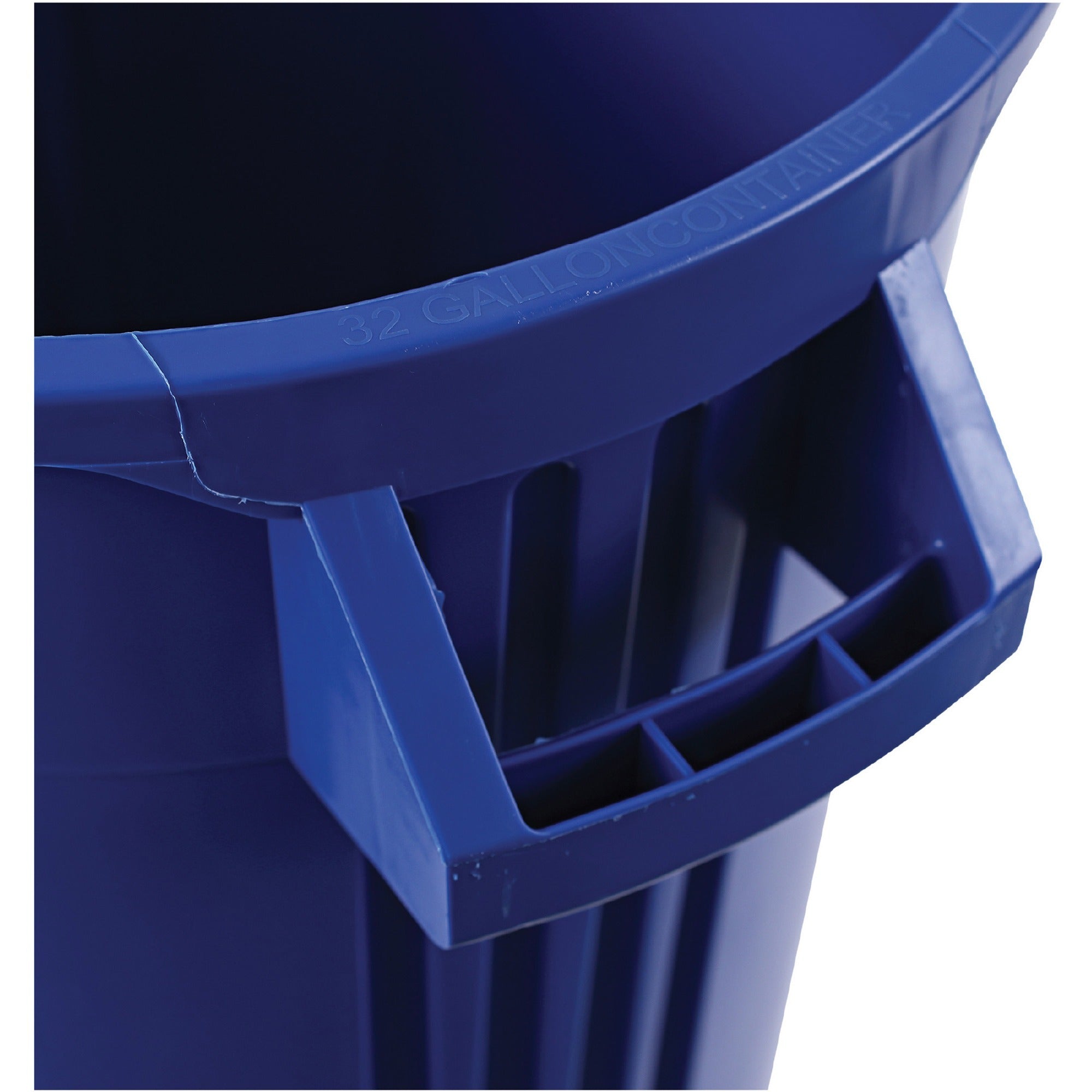 Genuine Joe Heavy-Duty Trash Container - 32 gal Capacity - Side Handle, Venting Channel - Plastic - Blue - 1 Each - 