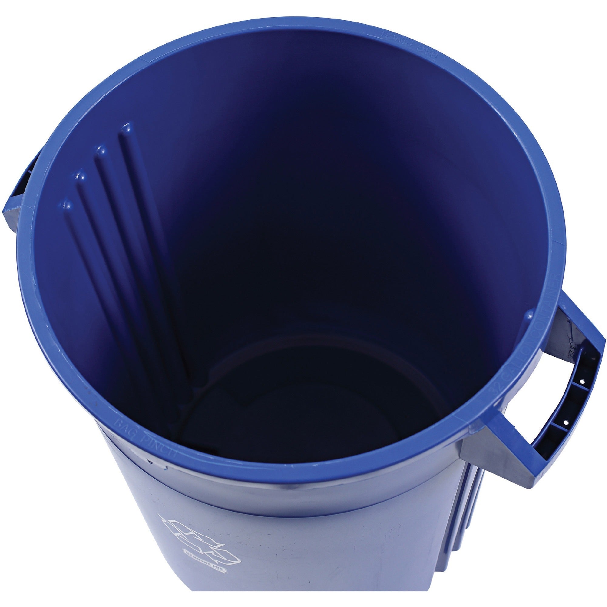 Genuine Joe Heavy-Duty Trash Container - 32 gal Capacity - Side Handle, Venting Channel - Plastic - Blue - 1 Each - 