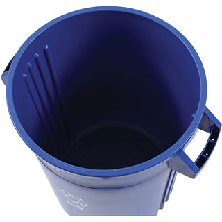 Genuine Joe Heavy-Duty Trash Container - 32 gal Capacity - Side Handle, Venting Channel - Plastic - Blue - 1 Each