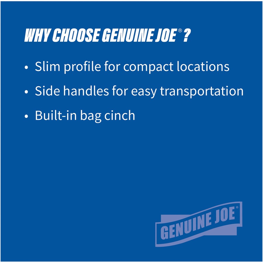 Genuine Joe 23-gallon Space-Saving Waste Container - 23 gal Capacity - Rectangular - Handle - 30" Height x 20" Width x 11" Depth - Gray - 1 Each