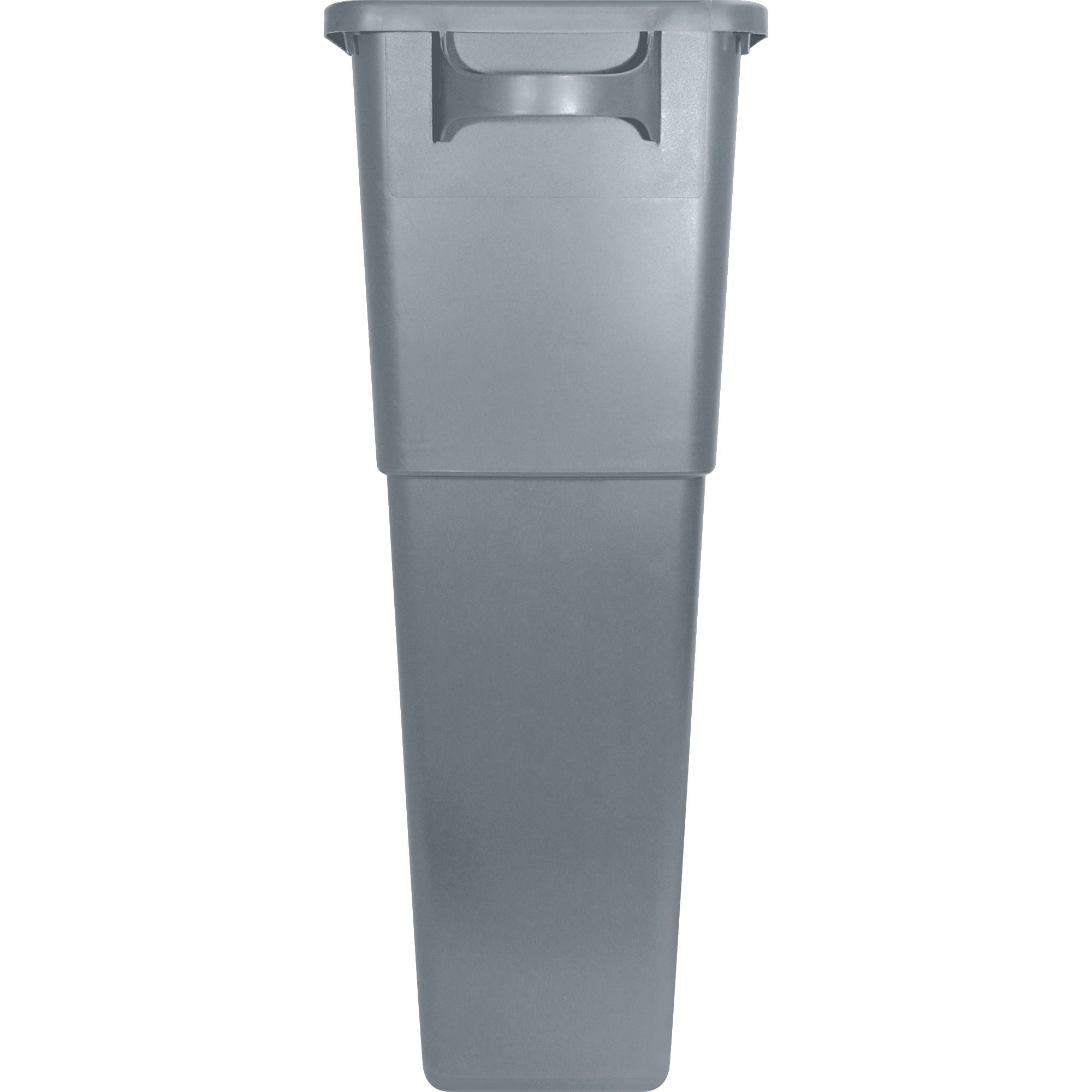 Genuine Joe 23-gallon Space-Saving Waste Container - 23 gal Capacity - Rectangular - Handle - 30" Height x 20" Width x 11" Depth - Gray - 1 Each - 