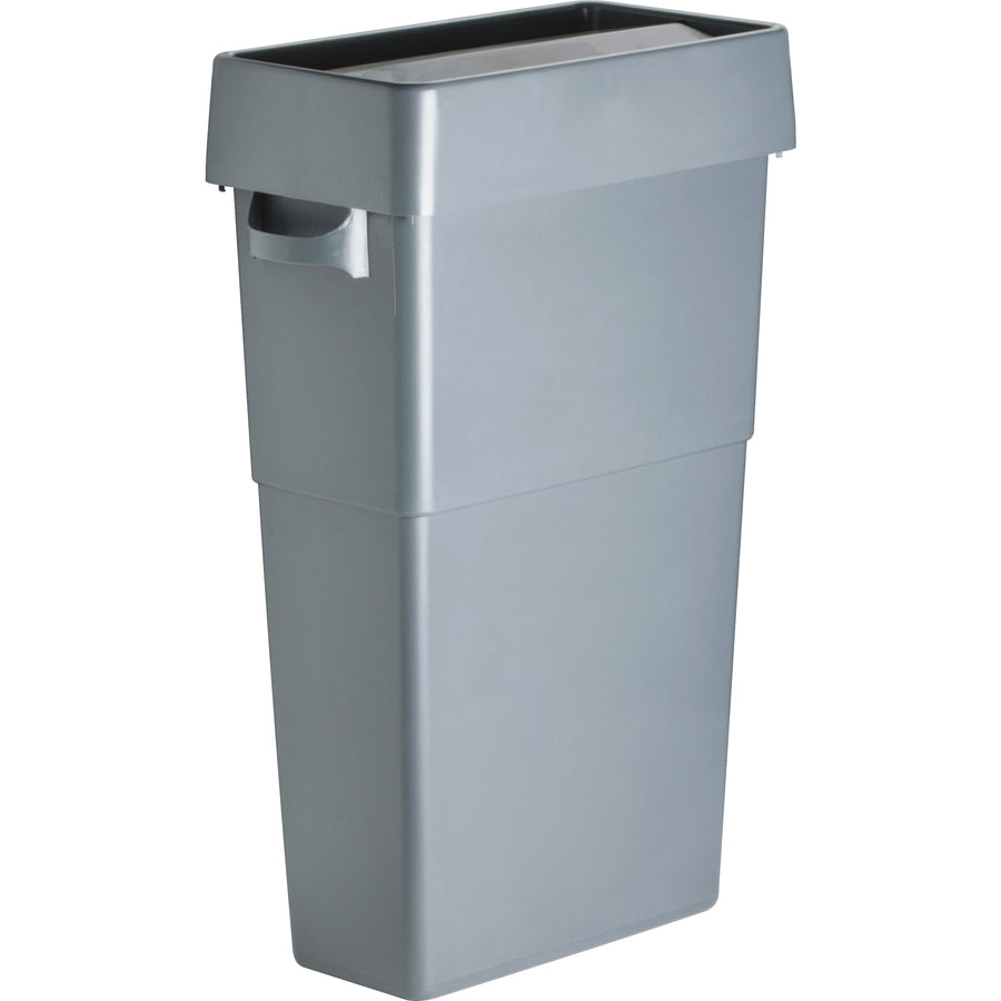 Genuine Joe 23-gallon Space-Saving Waste Container - 23 gal Capacity - Rectangular - Handle - 30" Height x 20" Width x 11" Depth - Gray - 1 Each - 