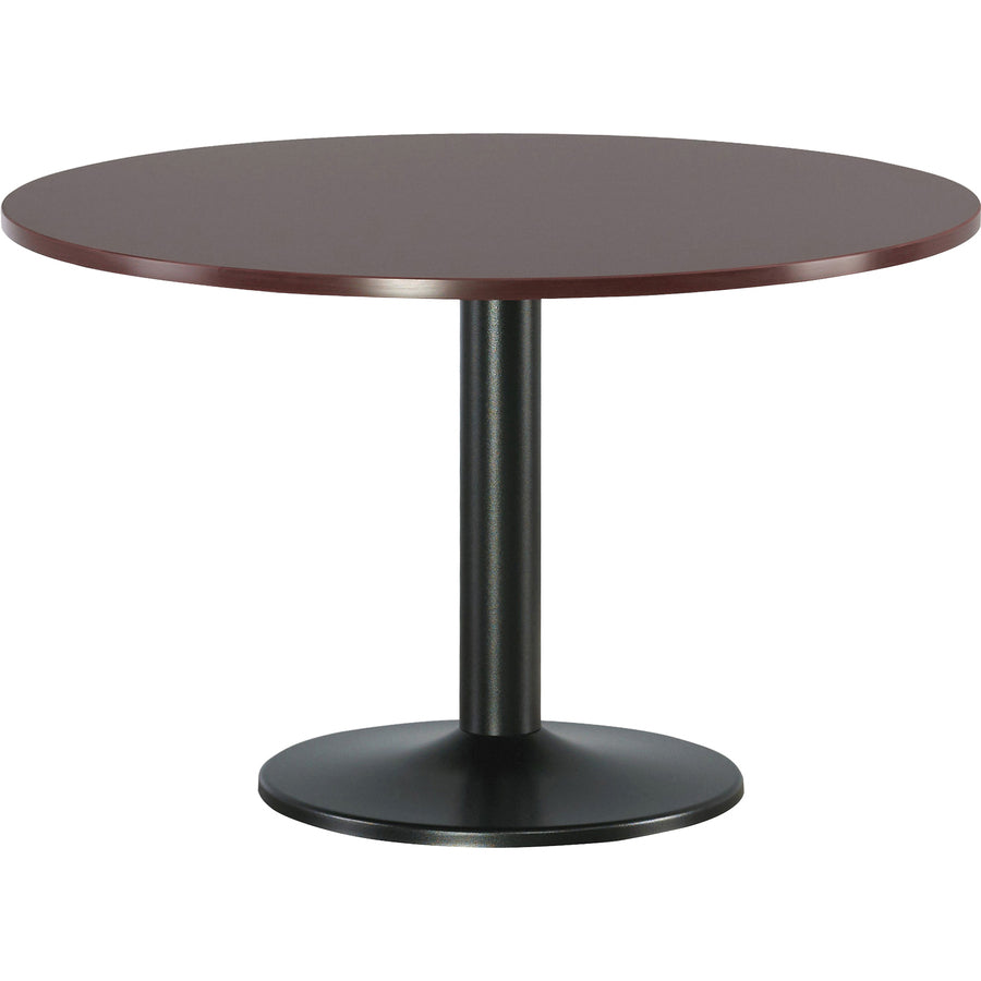 Lorell Essentials Conference Tabletop - For - Table TopLaminated Round, Mahogany Top x 47.25" Table Top Width x 47.25" Table Top Depth x 1.25" Table Top Thickness - 1" Height - Assembly Required - 1 Each - 