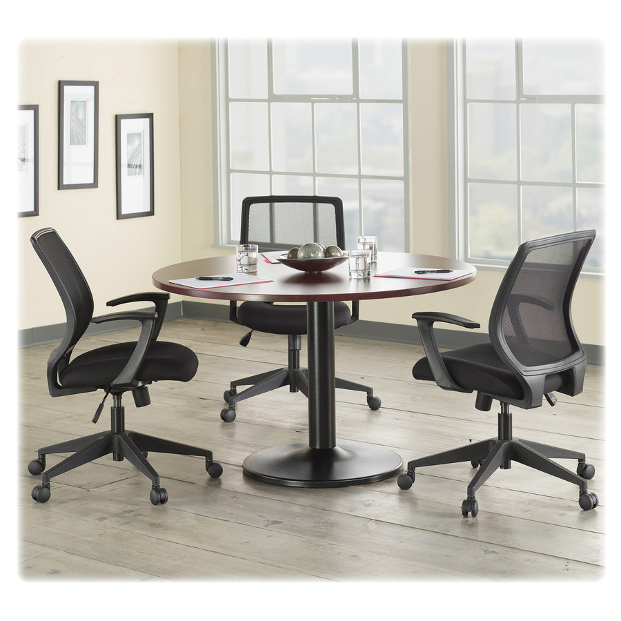 Lorell Essentials Round Conference Table Steel Base - Round Base - 28.50" Height x 23.63" Width x 23.63" Depth - Assembly Required - Black - 1 Each - 