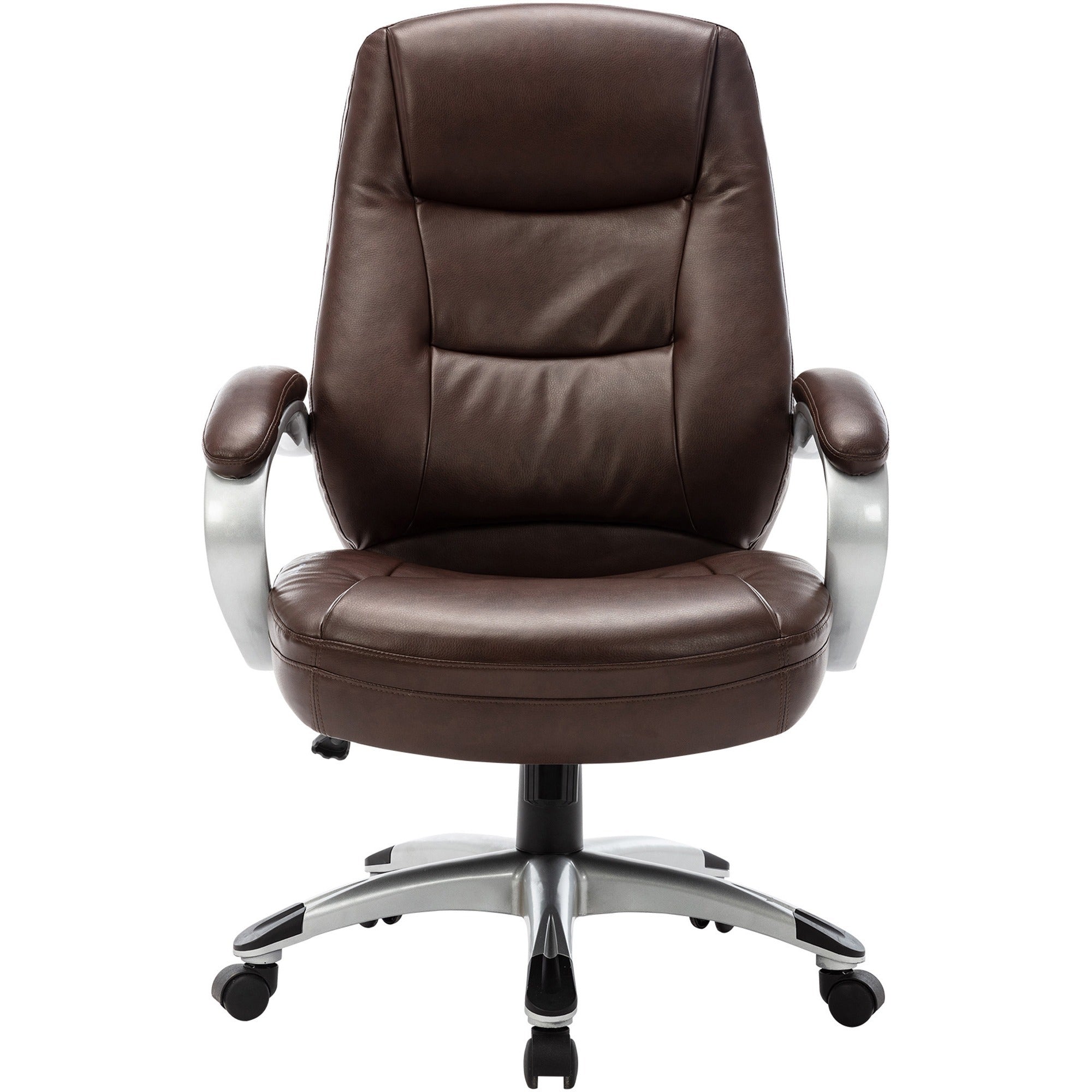 Lorell Westlake Series Executive High-Back Chair - Saddle Leather Seat - Black Polyurethane Frame - Saddle - 1 Each - 