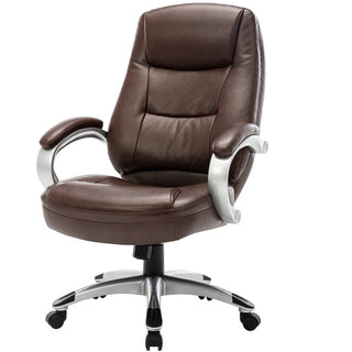 Lorell Westlake Series Executive High-Back Chair - Saddle Leather Seat - Black Polyurethane Frame - Saddle - 1 Each