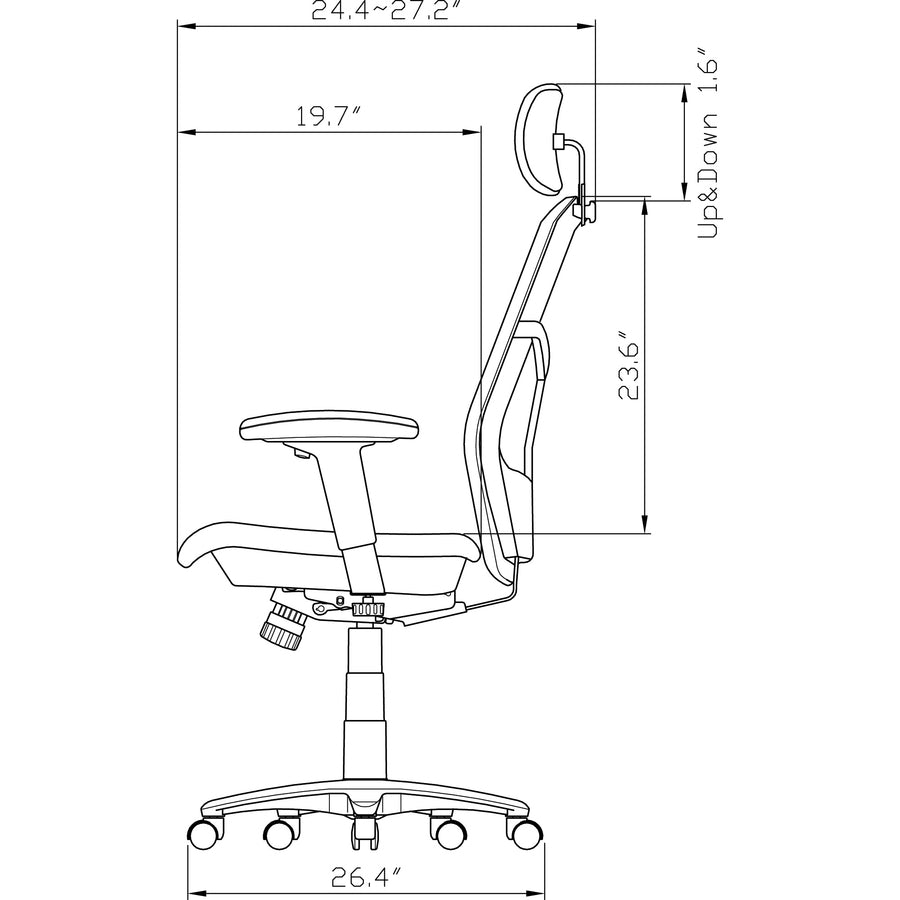 Lorell ErgoMesh Series Mesh High-Back Office Chair - Black Mesh Seat - Mesh Back - Plastic, Steel Frame - Black - 1 Each