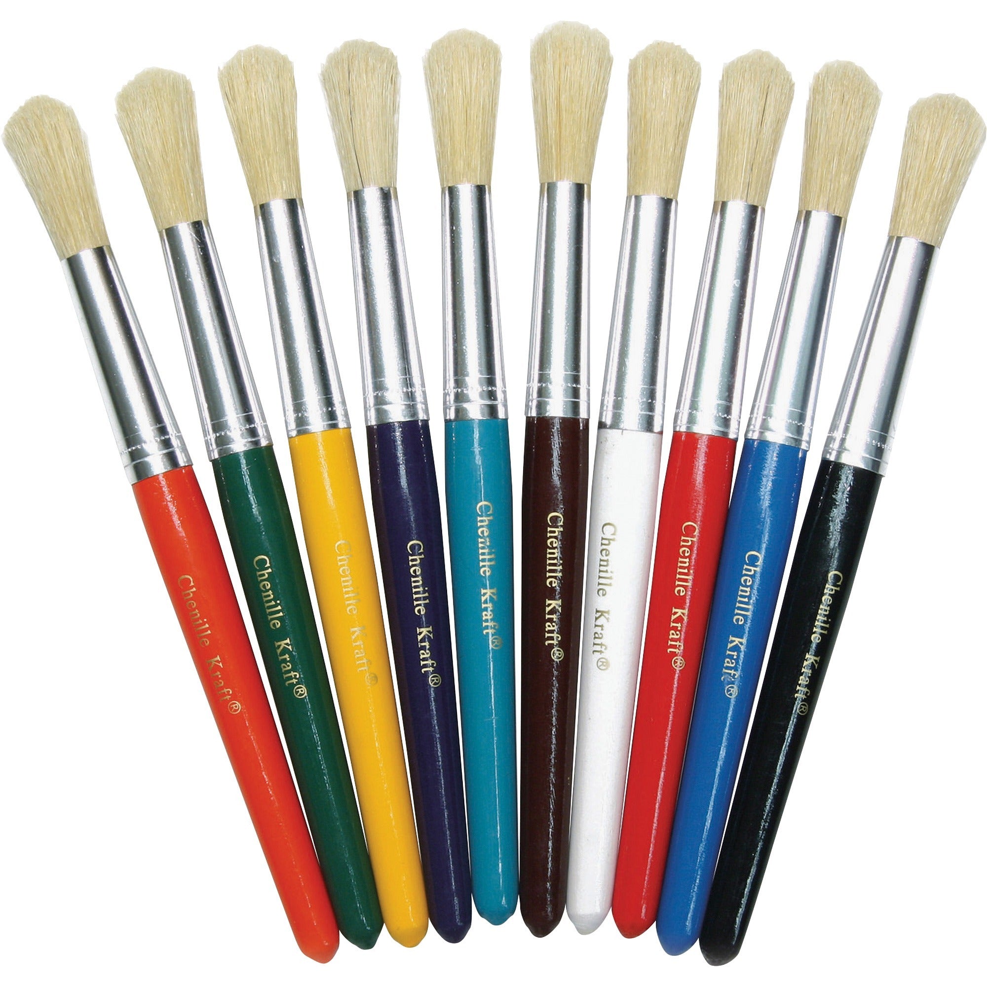 creativity-street-round-natural-bristle-brushes-10-brushes-750-plastic-aluminum-ferrule_pac5183 - 1