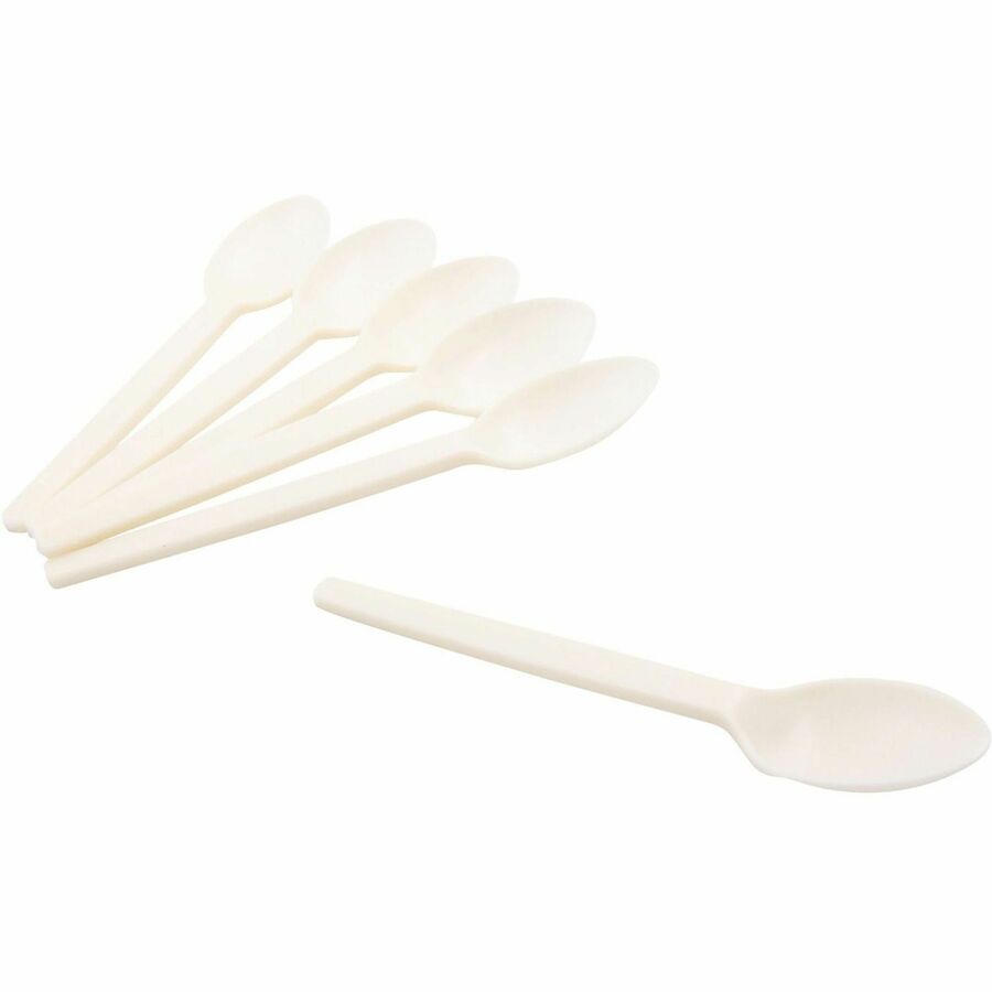 Corn Starch Cutlery, Spoon, White, 100/Pack