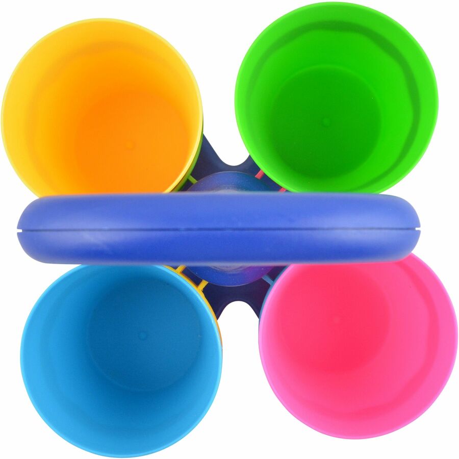 Scissor Caddy with Kids' Scissors, 5" Long, 2" Cut Length, Light Blue; Light Green; Pink; Yellow, Straight Handles, 24/Set