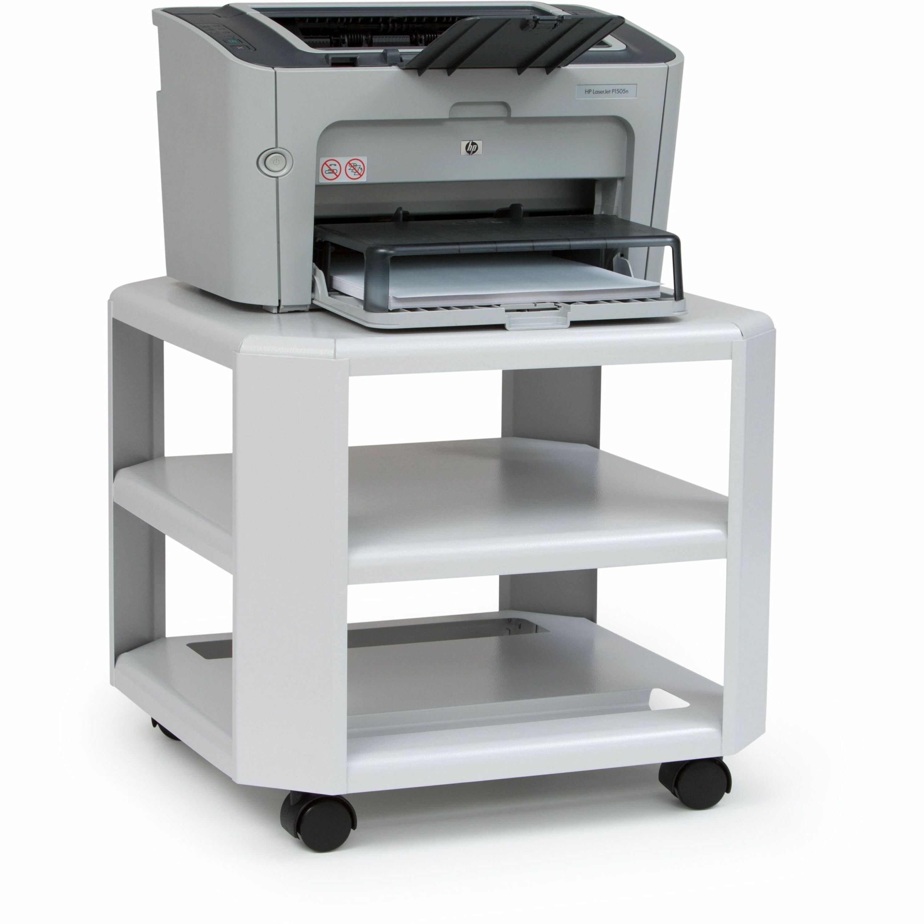 Master Mobile Printer Stand - 75 lb Load Capacity - 2 x Shelf(ves) - 8.5" Height x 18" Width x 18" Depth - Floor - Steel - Gray - 