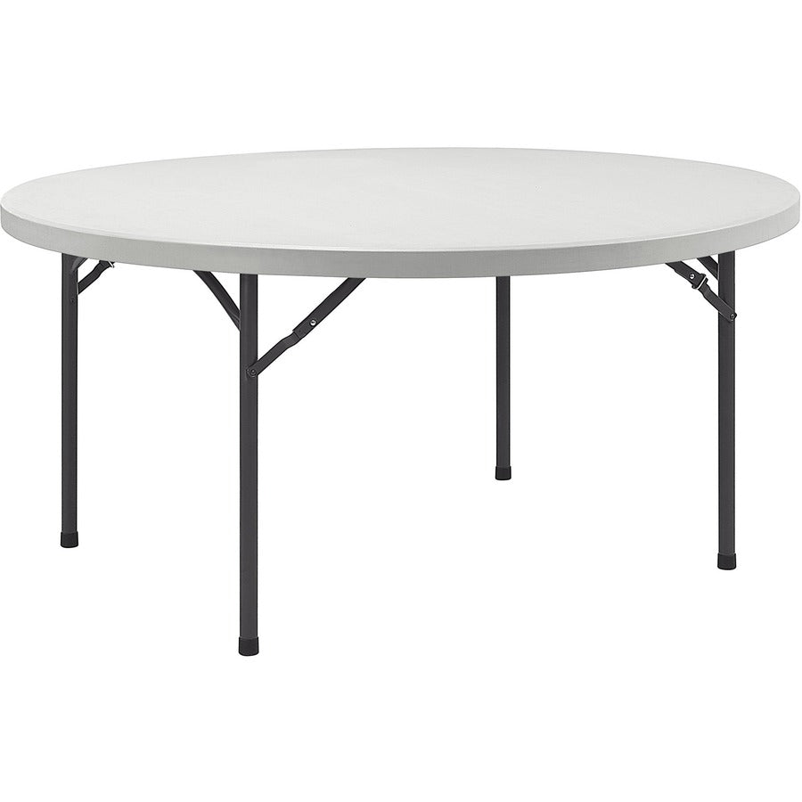 Lorell Ultra-Lite Banquet Folding Table - For - Table TopRound Top - 600 lb Capacity x 48" Table Top Diameter - 29.25" Height x 48" Width x 48" Depth - Gray, Powder Coated - 1 Each