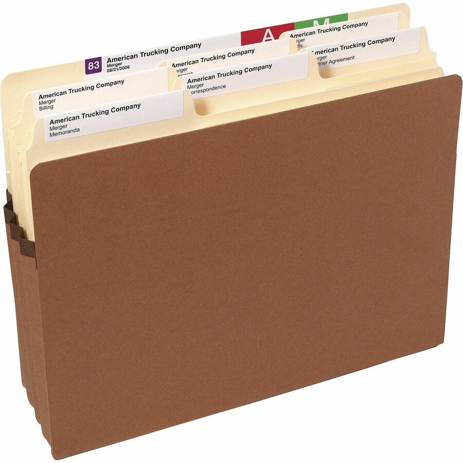 Recycled Top Tab File Pockets, 3.5" Expansion, Letter Size, Redrope, 25/Box