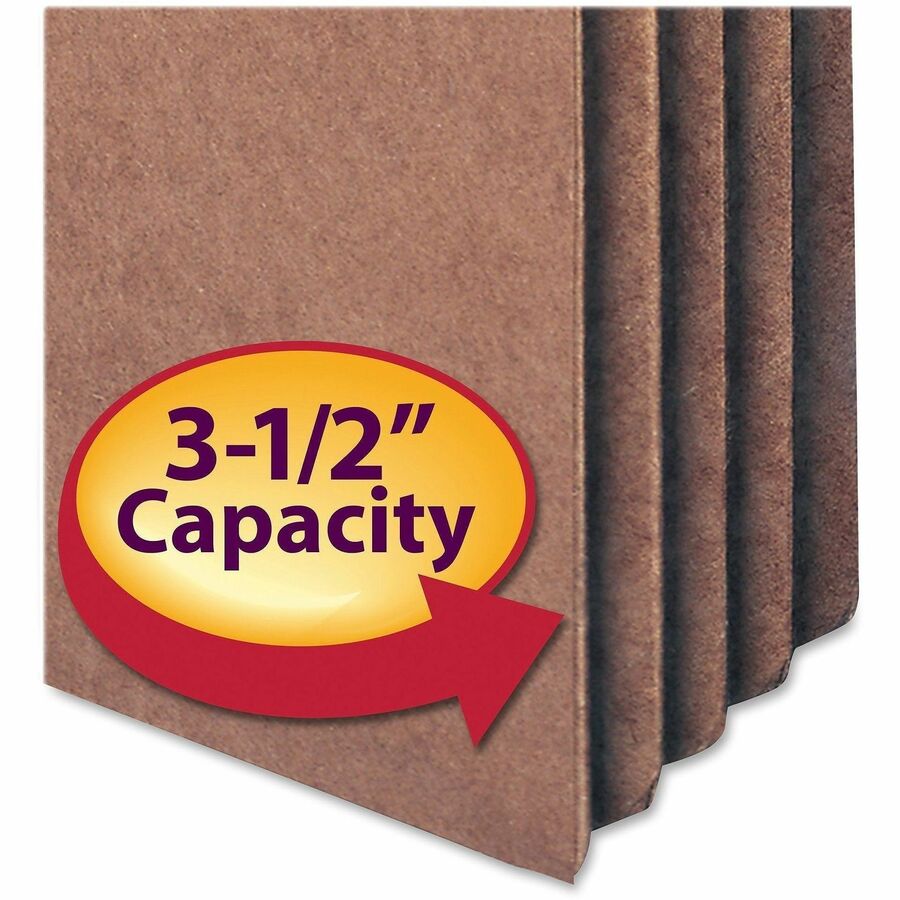 Recycled Top Tab File Pockets, 3.5" Expansion, Letter Size, Redrope, 25/Box