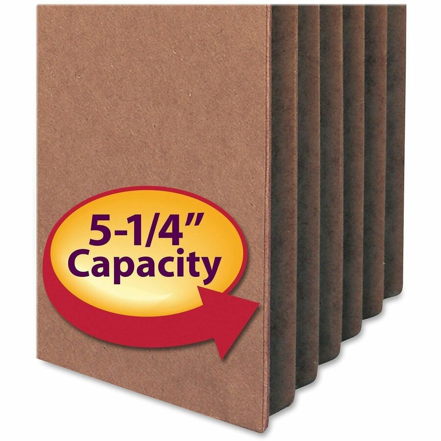 Recycled Top Tab File Pockets, 5.25" Expansion, Letter Size, Redrope, 10/Box