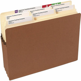 Recycled Top Tab File Pockets, 5.25" Expansion, Letter Size, Redrope, 10/Box