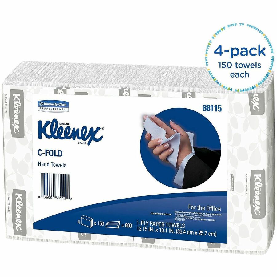 C-Fold Paper Towels for Business, Absorbency Pockets, 1-Ply, 10.13 x 13.15, White, 150/Pack, 16 Packs/Carton