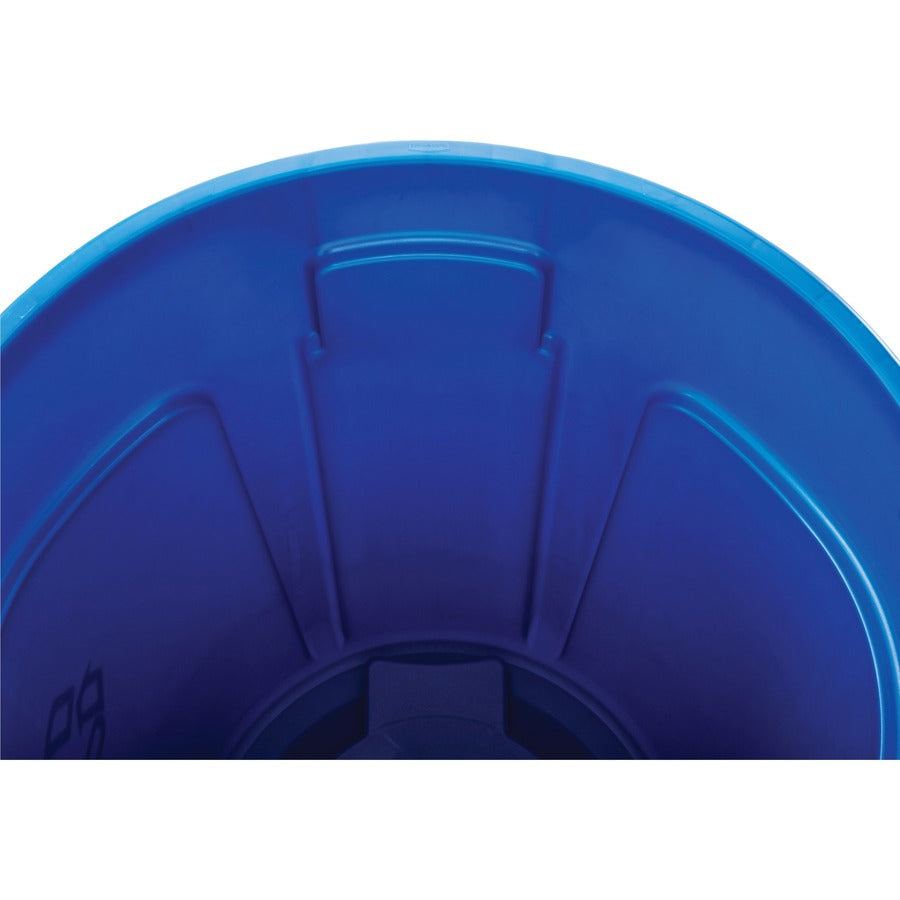 Rubbermaid Commercial Brute 32-Gallon Vented Recycling Container - 32 gal Capacity - Round - Handle, Heavy Duty, Reinforced, UV Coated, Damage Resistant, Warp Resistant, Peel Resistant - 27.3" Height x 21.9" Diameter - Plastic - Blue - 1 Each