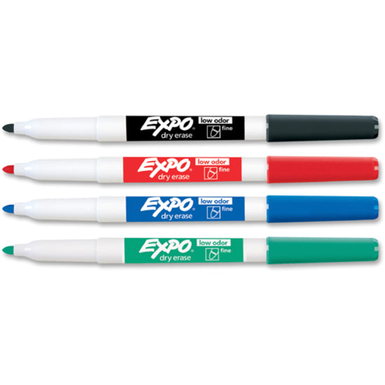 Expo Low-Odor Dry-erase Markers - Fine Marker Point - Assorted - 4 / Set - 