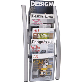 Wall Literature Display, 13w x 3.5d x 28.5h, Silver Gray/Translucent