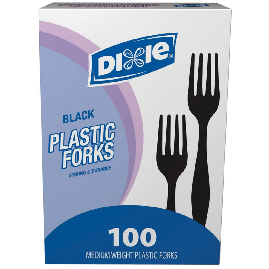 Dixie - Plastic Tableware, Heavy Mediumweight Forks, Black, 100/Box, Sold as 1 BX - 4