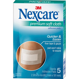 Nexcare Soft Cloth Premium Adhesive Gauze Pad - 3 Ply - 2.38" x 3" - 15/Box - White