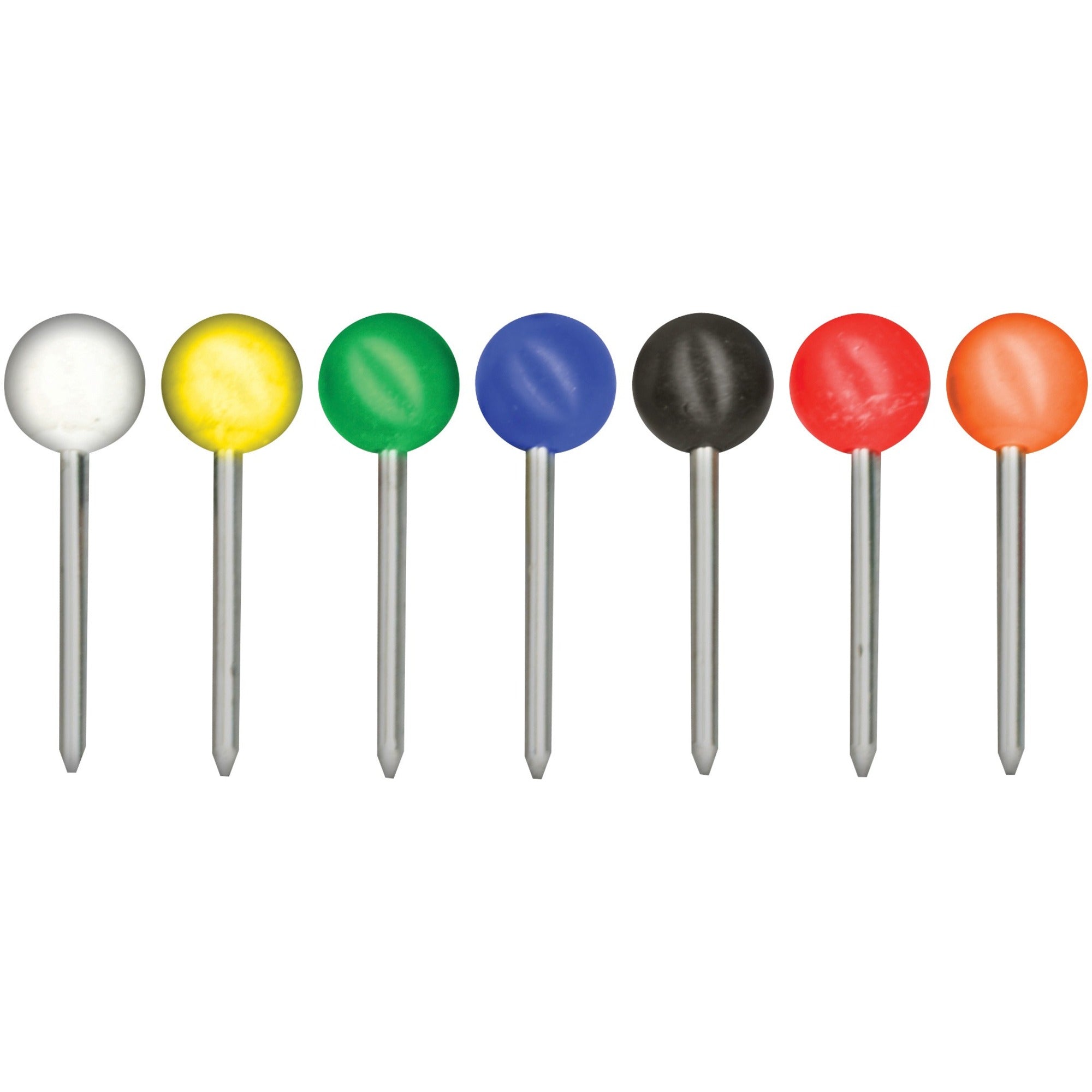 Gem Office Products Round Head Map Tacks - 0.18" Head - 0.4" Length - 250 / Box - Assorted - 