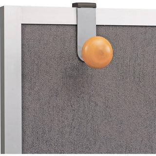 Cubicle Garment Peg, 1-Hook, 1.2 x 1.38 x 4.3, Wood, Metallic Gray, 1 lb Capacity