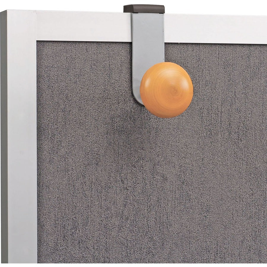 Cubicle Garment Peg, 1-Hook, 1.2 x 1.38 x 4.3, Wood, Metallic Gray, 1 lb Capacity