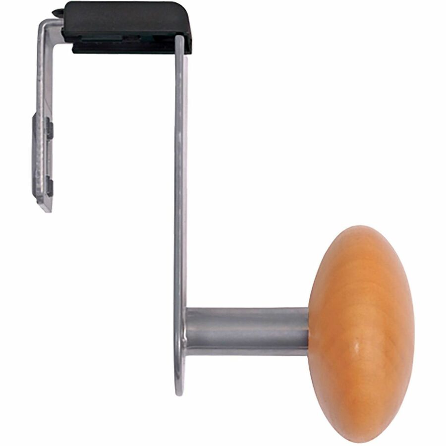 Cubicle Garment Peg, 1-Hook, 1.2 x 1.38 x 4.3, Wood, Metallic Gray, 1 lb Capacity